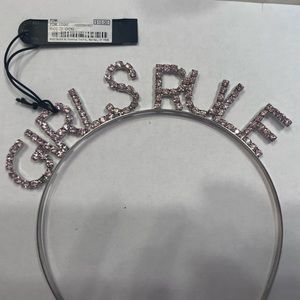 Girls Rule pink rhinestone headband